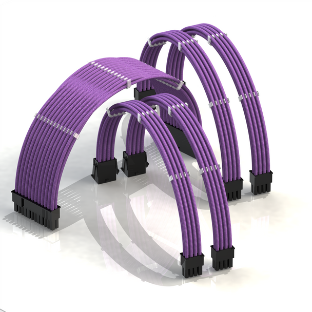 PSU Cable Extension Kit | 1x24p, 2x4+4p CPU, 2x6+2 GPU | 50CM - Purple