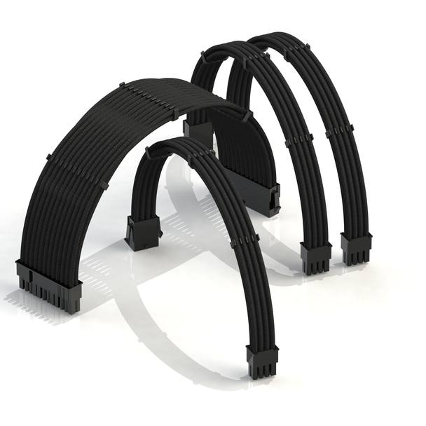 PSU Cable Extension Kit | 1x24p, 1x4+4p CPU, 2x6+2 GPU | 30CM - Black