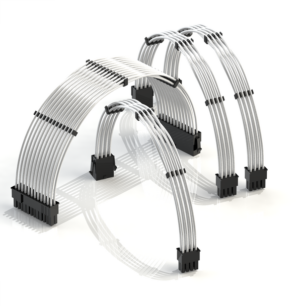 PSU Cable Extension Kit Teflon-Coated | 1x24p, 1x4+4p CPU, 2x6+2 GPU | 30CM - Silver