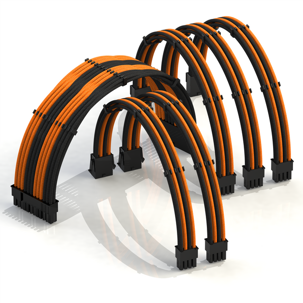 PSU Cable Extension Kit Super Soft | 1x24P, 2x8P CPU, 3x8P GPU | 50CM - OrangeBlack
