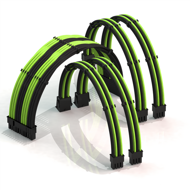 PSU Cable Extension Kit Super Soft | 1 x 24P, 2 x 8P CPU, 2 x 8P GPU | 50CM - GreenBlack