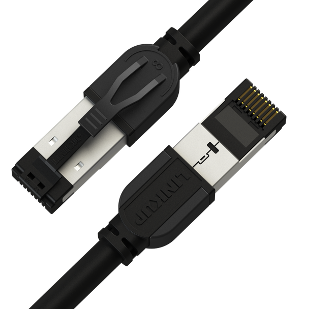 Cat8 Ethernet Patch Cable 26AWG Double Shielded | 40Gbps |15 M (50 FT) - Black
