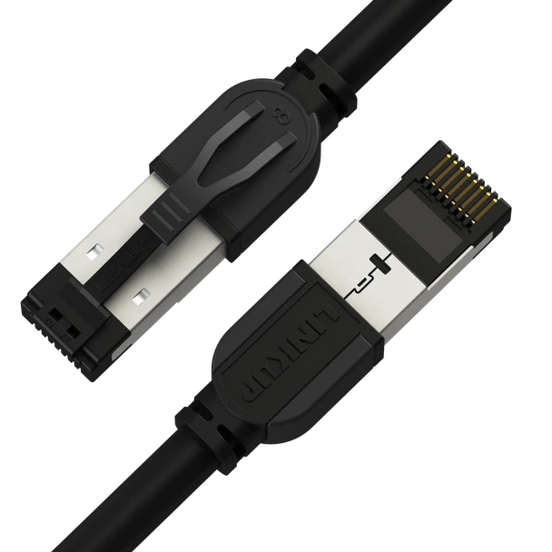 Cat8 Ethernet Patch Cable 26AWG Double Shielded | 40Gbps |10.6 M (35 FT) - Black