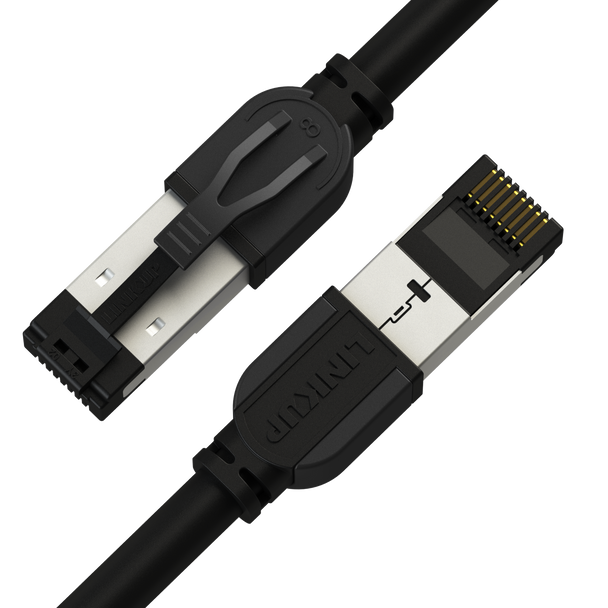 Cat8 Ethernet Patch Cable 26AWG Double Shielded | 40Gbps |0.3 M (1 FT) - Black