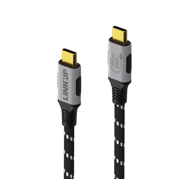 LINKUP - USB 4.0 240W Fast Charging 40Gbps Data Type-C Cable | Thunderbolt 3/4 Compatible, 8K@60Hz Video, Durable Sleeved Jacket | for All USB-C Devices, Hub, eGPU, Gaming PC | Black/White, 4ft / 1.2m
