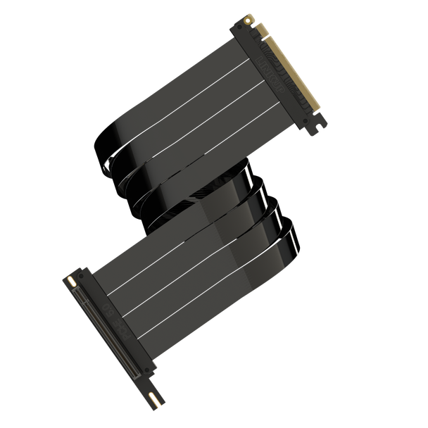 LINKUP - AVA5 PCIE 5.0 Riser Cable [60cm (Total Length 64cm)] RTX5090 RX9070 GPU Ready | x16 128GB/s Speed | Compatible with PCIe 4.0 & WRX80/WRX90E | Right Angle Ver.1, Black
