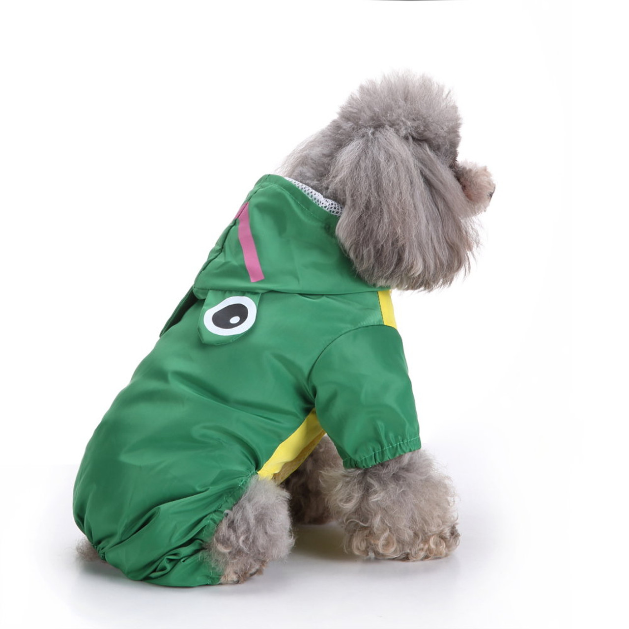 Cute Frog Cartoon Pattern Outdoor Hooded Rain Coat Waterproof Dog Raincoat