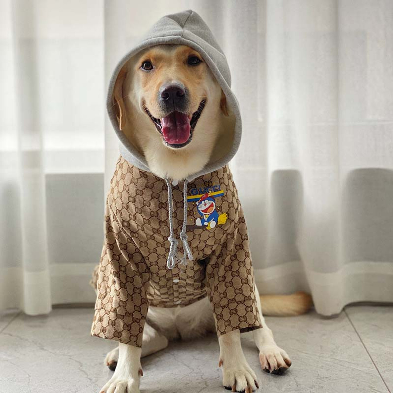 Large Dog Fashion Brand Labrador Golden Retriever Clothes Spring And Autumn  Thin Anti-Hair Gucci Dog