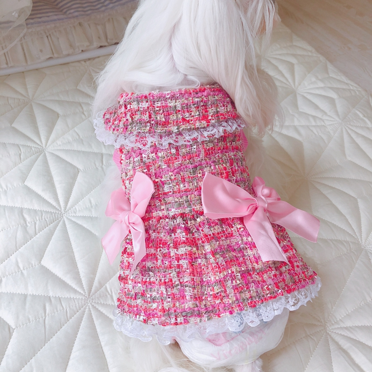 Chanel Style Dress Pet Dog Clothes Spring And Summer Teddy Dress Skirt