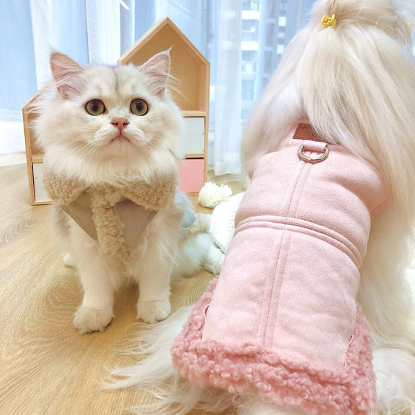 Suede One Coat Pet Autumn And Winter Cat Clothes Warm Jacket