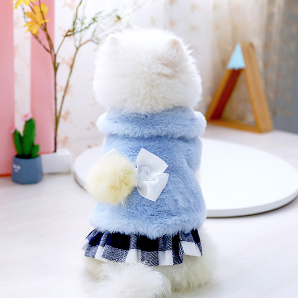 Pet Teddy Bichon Pomeranian Chihuahua Thick Warm And Cold-Proof Two-Legged Lady's Dog Clothes