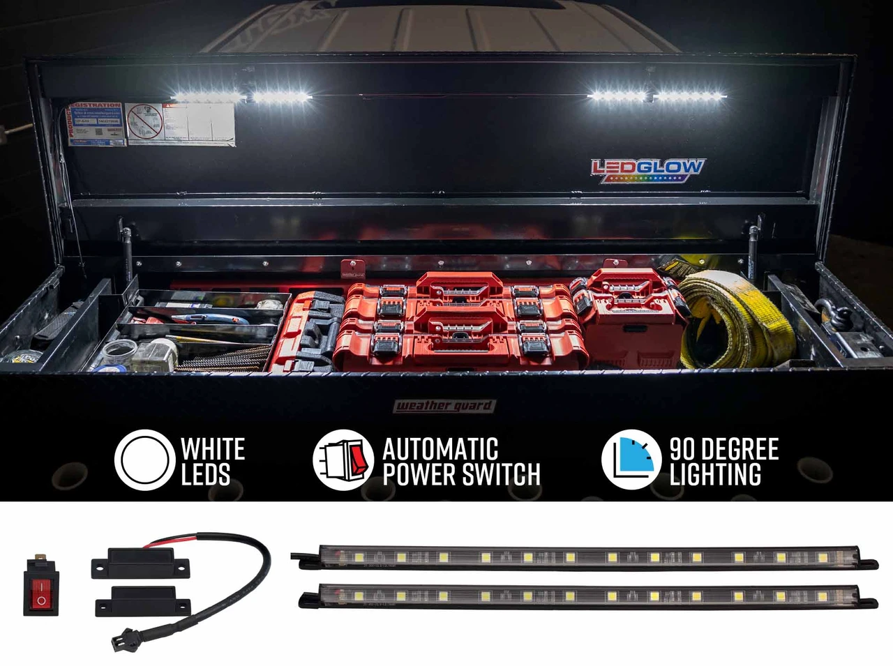 2pc White LED Truck Tool Box Lighting Kit
