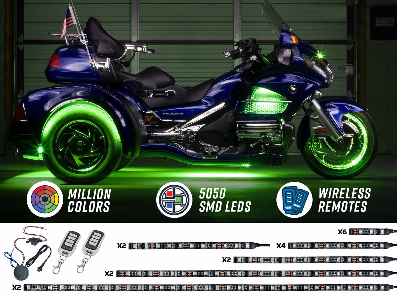 Bluetooth Advanced Million Color LED Motorcycle Lighting Kit with  Smartphone Control