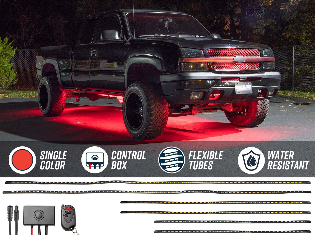 Red LED Flexible Slimline Truck Underbody Lighting Kit