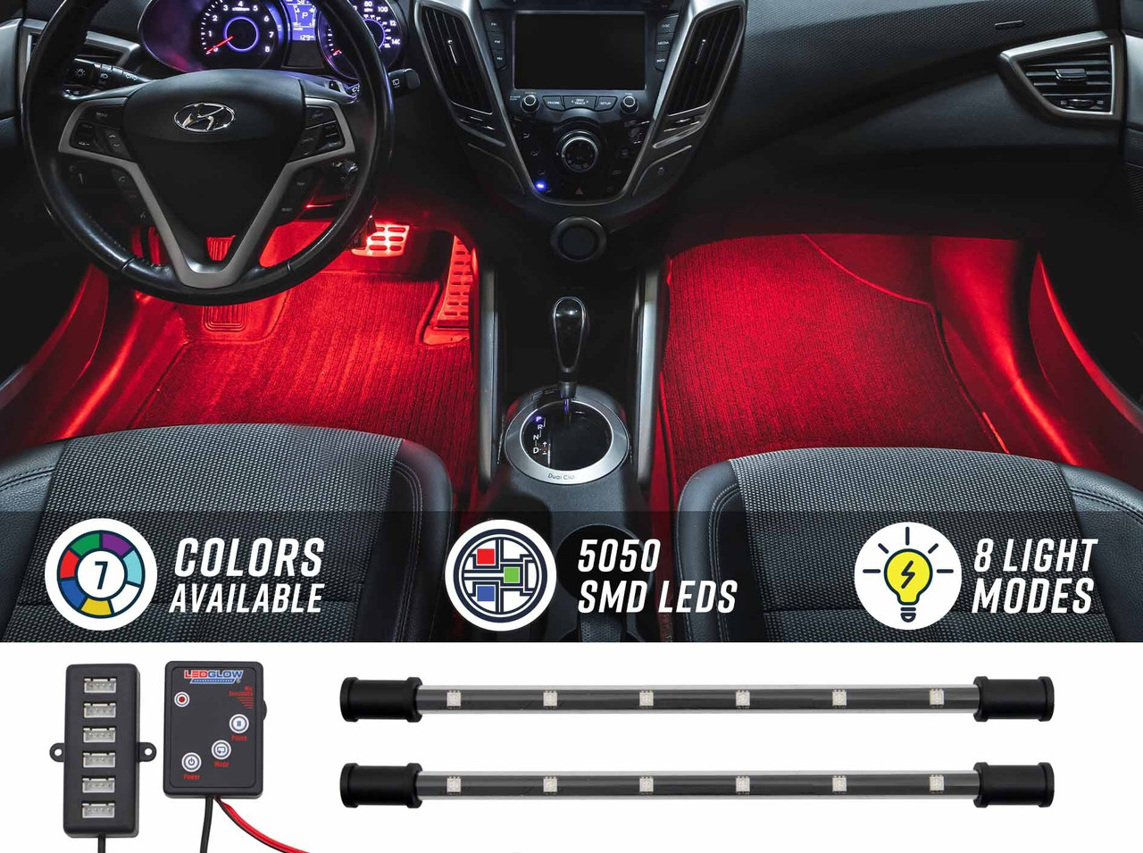 LEDGlow | 2PC 7 Color Expandable LED Interior Lighting Starter Kit