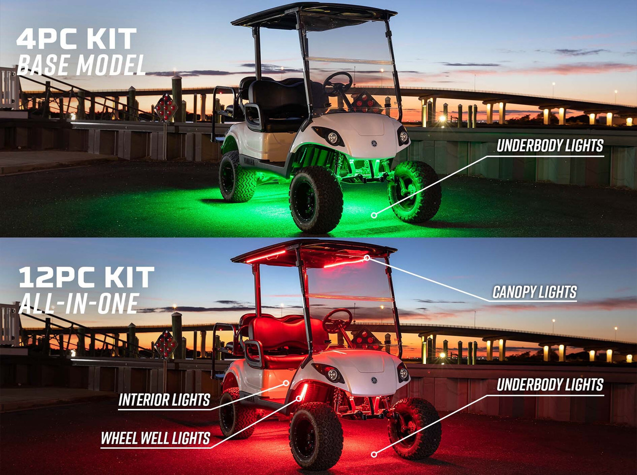LEDGlow Million Color Expandable 4-Seater Golf Cart Lights