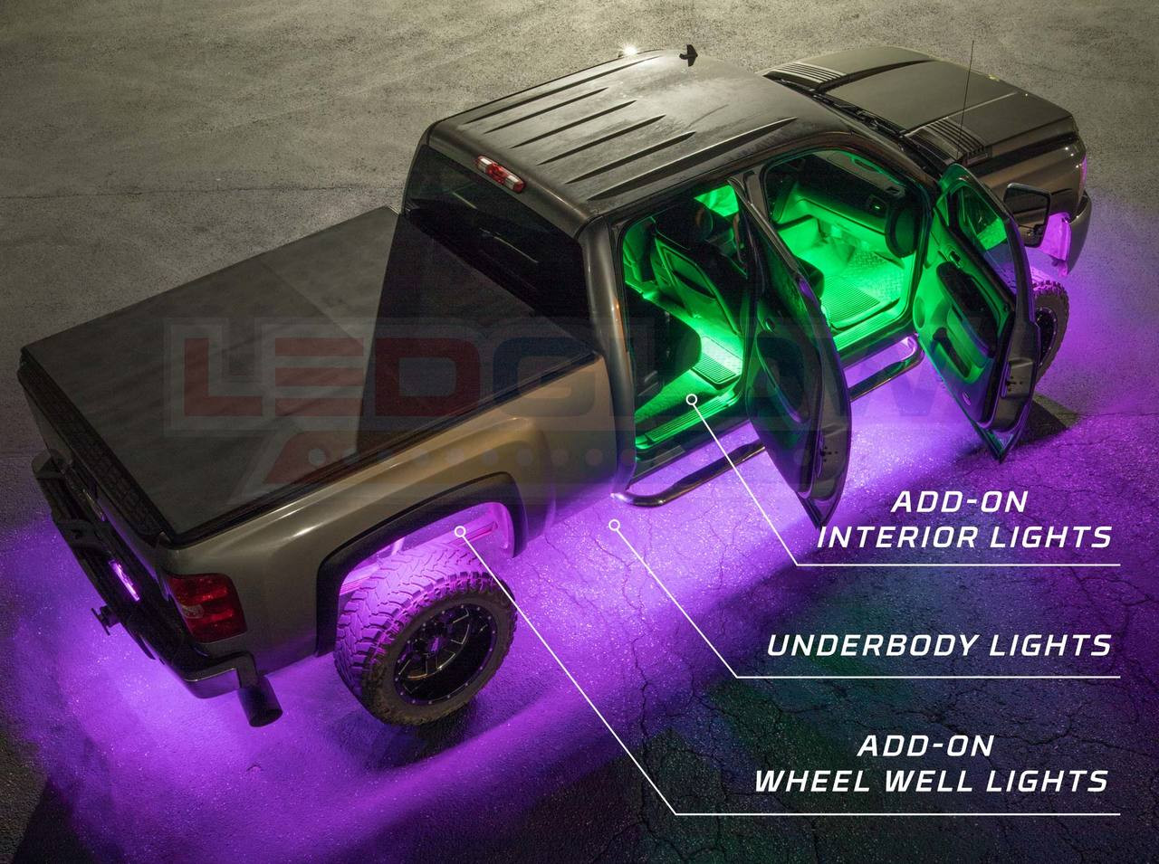 LEDGlow Bluetooth Million Color LED Truck Underbody Lighting Kit with  Smartphone Control