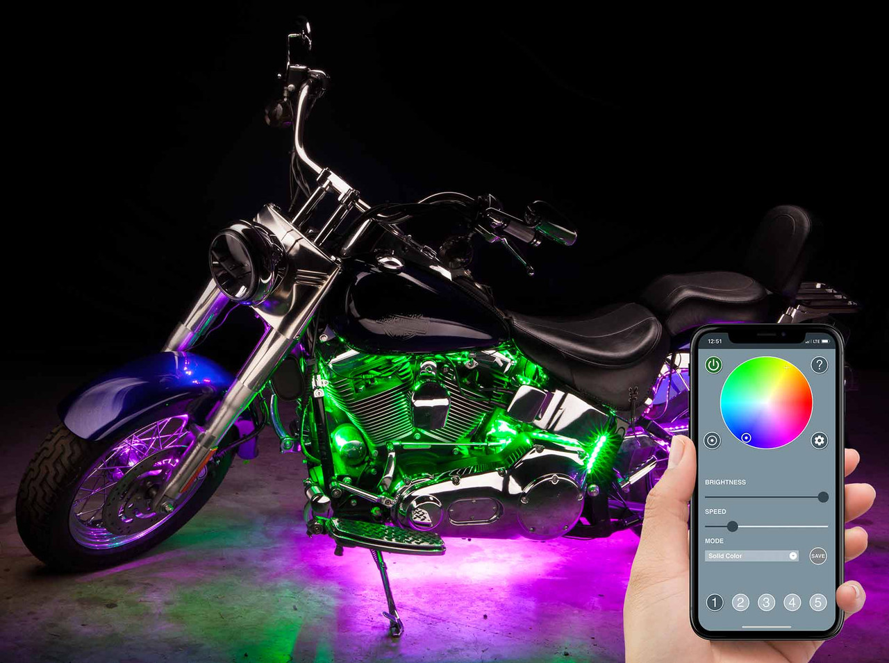 september Dalset Visne LEDGlow | Bluetooth Advanced Million Color LED Motorcycle Lighting Kit with  Smartphone Control