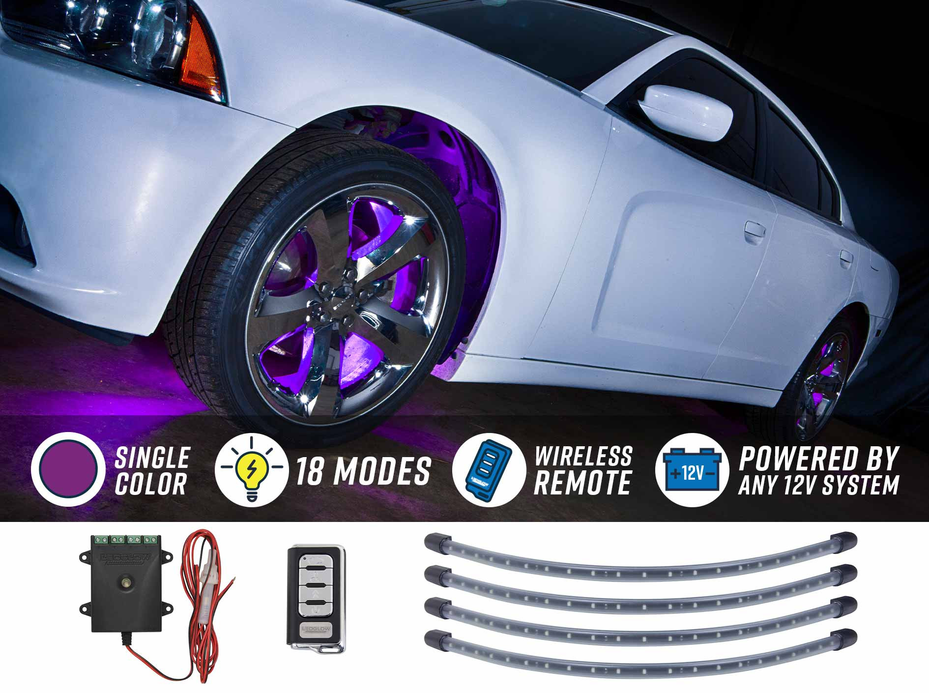 LEDGlow Purple Flexible LED Wheel Well Lights