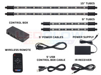 4pc Million Color Home Theater LED Lighting Kit Tubes, Remote, Control Box & Wires