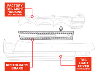 Exploded View of Factory Tail Light Housing, RestoLights Board & Factory Tail Light Cover