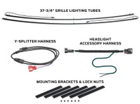Includes 2x 37-3/4” Grille Light Tubes, Headlight Accessory Harness, Y-Splitter Harness, Mounting Brackets & Lock Nuts