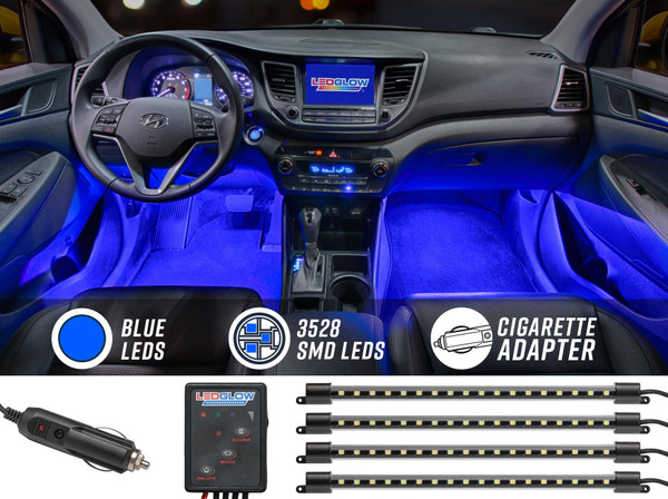 4pc Blue LED Car Interior Lights