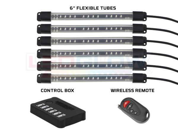 6" Flexible ATV LED Tubes, Control Box & Wireless Remote