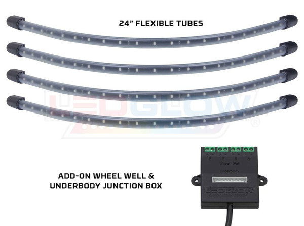 4pc Red Flexible LED Wheel Well Lighting Add-On Kit
