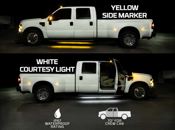 Yellow LED Side Marker Running Lights with White Courtesy Lights