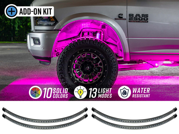 4pc Million Color LED Wheel Well Add-On Lighting Kit for Slimline Underbody Kits
