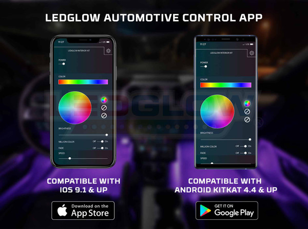 LEDGlow Automotive Control App Compatible with iOS & Android Smartphones