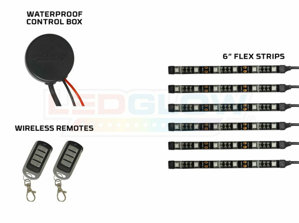 Advanced Amber SMD LED Flexible Strips, Waterproof Control Box, & 2 Wireless Remotes