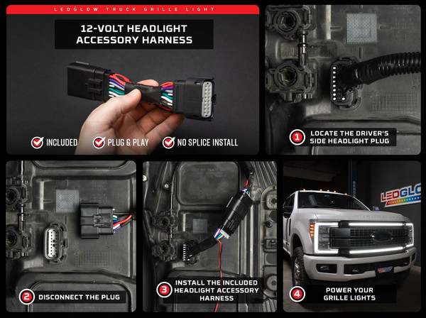 Headlight Accessory Power Harness Features Plug & Play Connectors That Allows for Splice-Free Installation