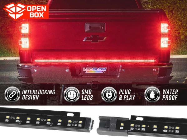 2pc 60" Double Row Tailgate LED Light Bar with White Reverse Lights