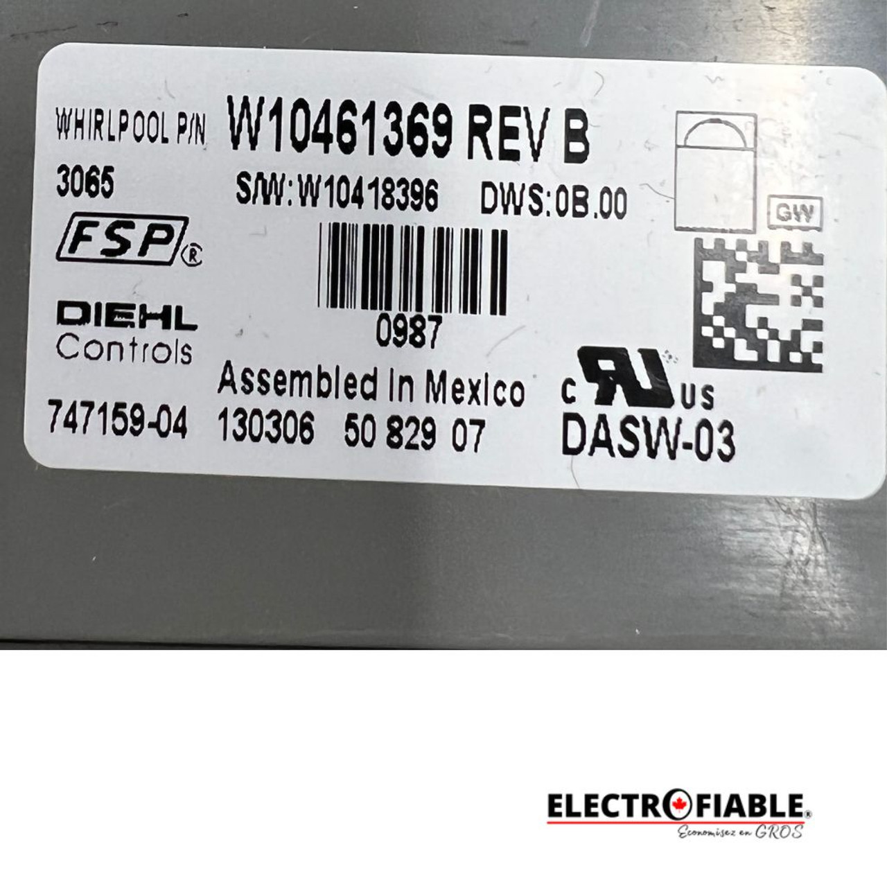 W10461369 Dishwasher Control Board WDF780SLYW0