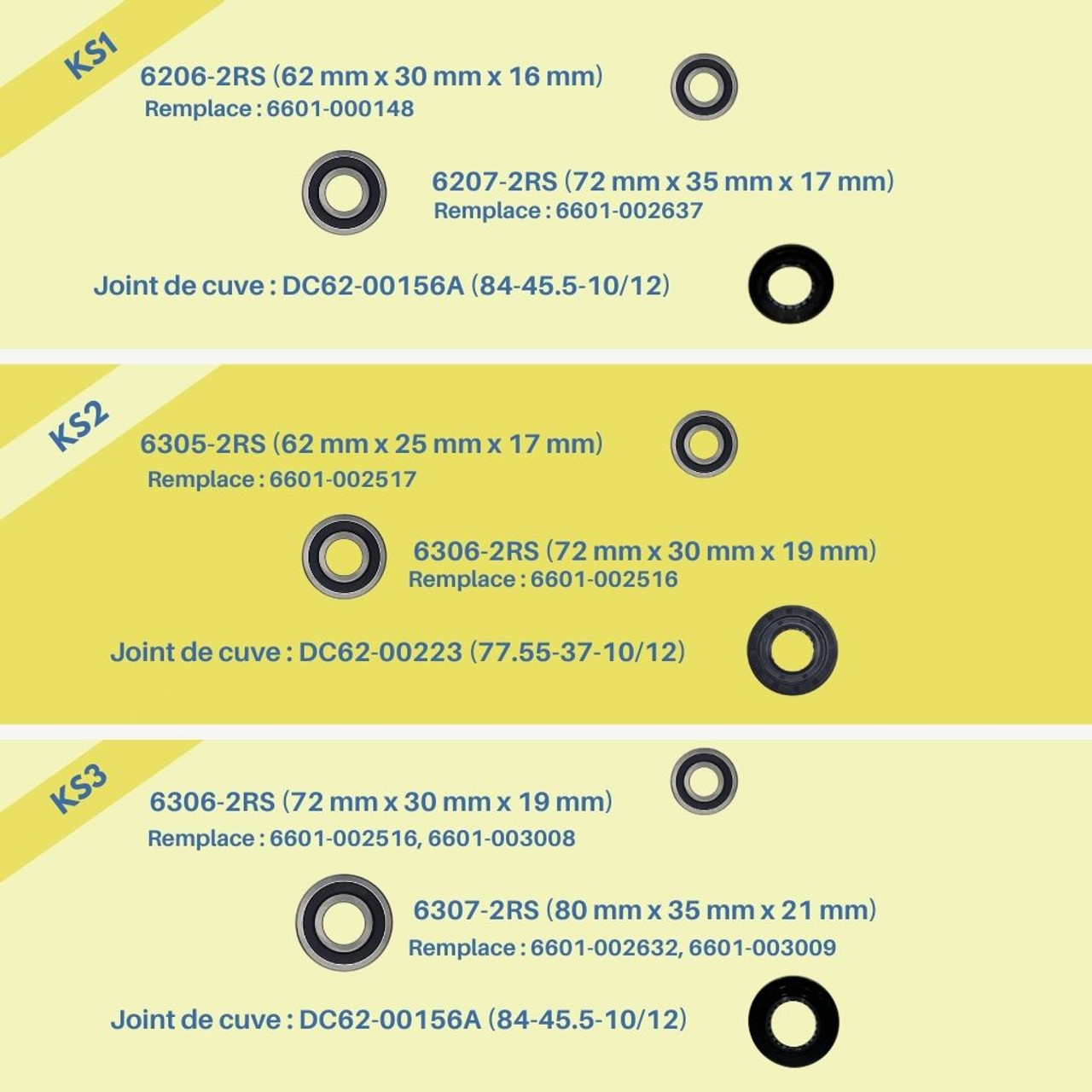 High Quality Front Load SAMSUNG Washer Repair Tub Bearing Kit WF405ATPAWR, WF407ANW, WF409ANR, WF409ANW, WF409SNL, WF410ANR, WF410ANW, WF419AAS, WF419AAU, WF419AAW, WF428AAL, WF428AAW, WF42H5000AW, WF42H5100AW, WF42H5200AF, WF42H5200AP, WF42H5200AW, WF42H5400AF, WF42H5400AW, WF42H5500AF, WF42H5600AP, WF42H5600AW, WF42H5700AG, WF431ABP,