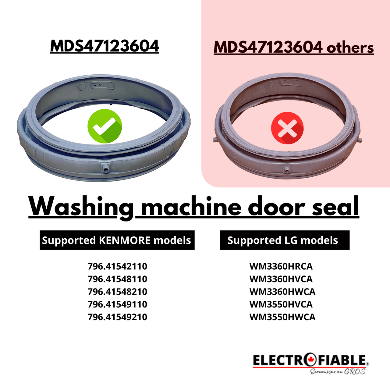 LG MDS47123604 Washing machine door seal 2H