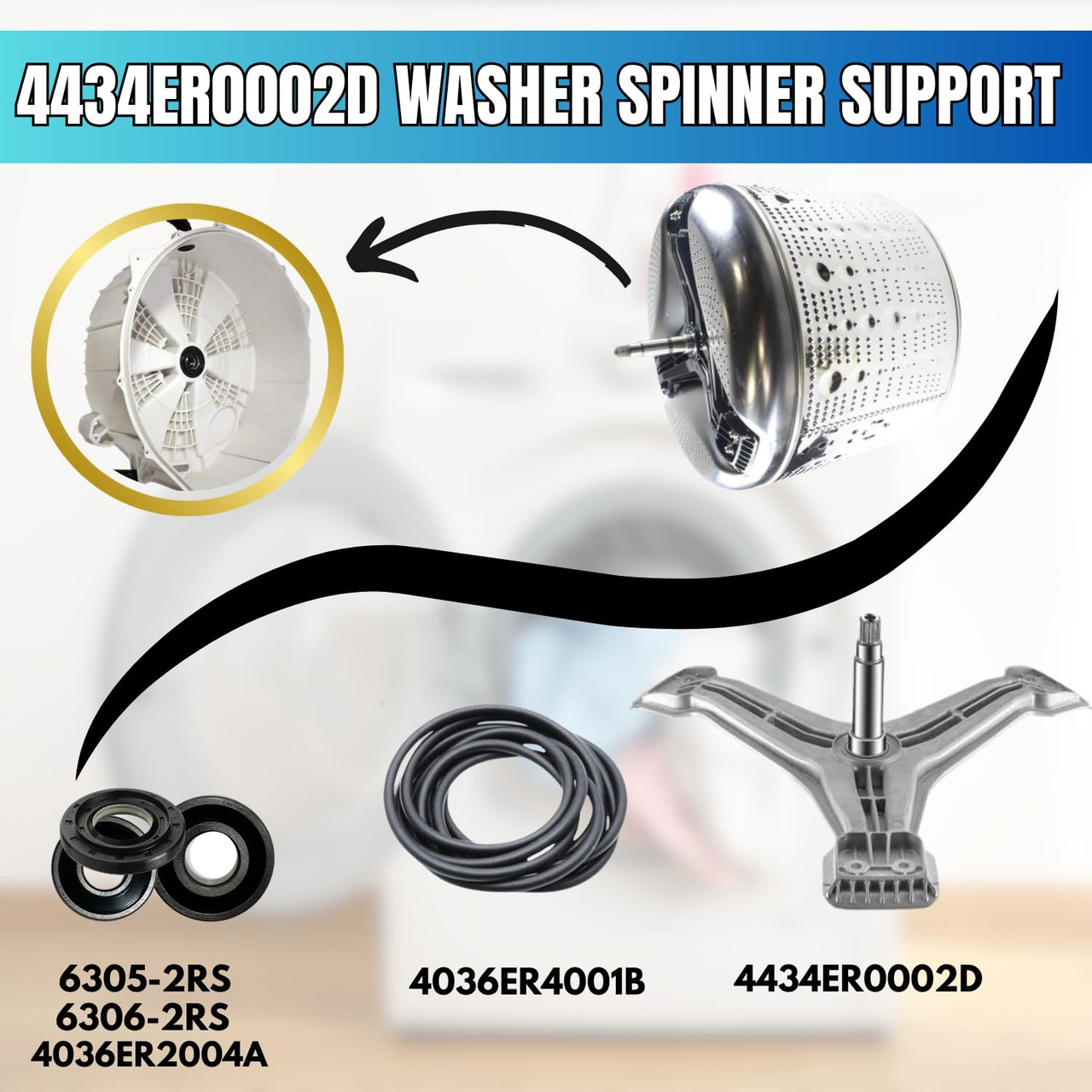 4434ER0002D Washer Spider Shaft With BONUS Bearing Kit WM2350HWC
WM2355CG