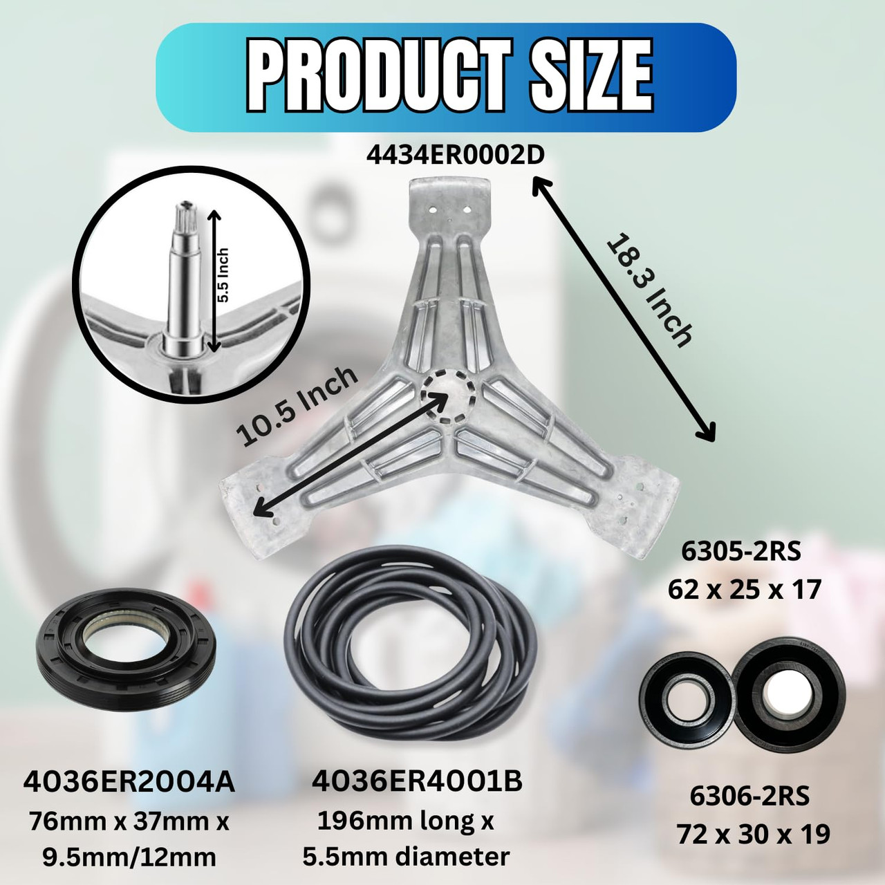 4434ER0002D Washer Spider Shaft With BONUS Bearing Kit WM2801HWA
WM2901HVA WM3001HPA