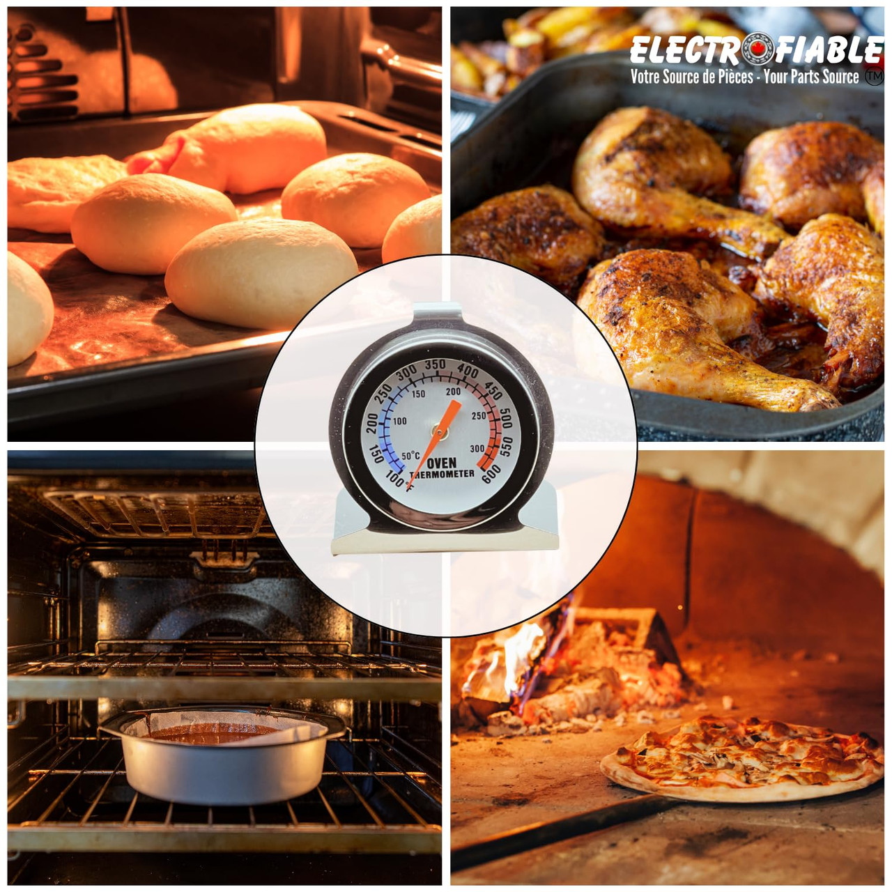 Stainless Steel Oven Thermometer 100-600F