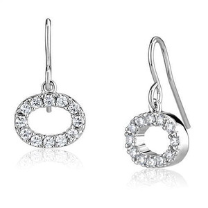 3W1278 - Rhodium Brass Earrings with AAA Grade CZ  in Clear A874-3W1278