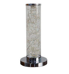 13" Silver Metal Column LED Rope Table Lamp With Clear N270-468733