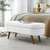 Mid-Century Modern Boho Style White Linen End of Bed Storage Bench Q280-SLFESB981362547