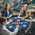 48 Inches Foldable Poker Table with Padded Rails and Cup Holders-Blue - Color: Blue D681-NP12057BL