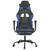 Massage Gaming Chair with Footrest Black&Blue Faux Leather A949-345411