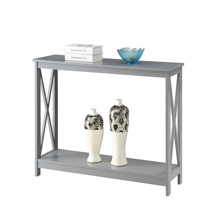 Grey Wood Console Sofa Table with Bottom Storage Shelf Q280-GCSTCHEY8518981