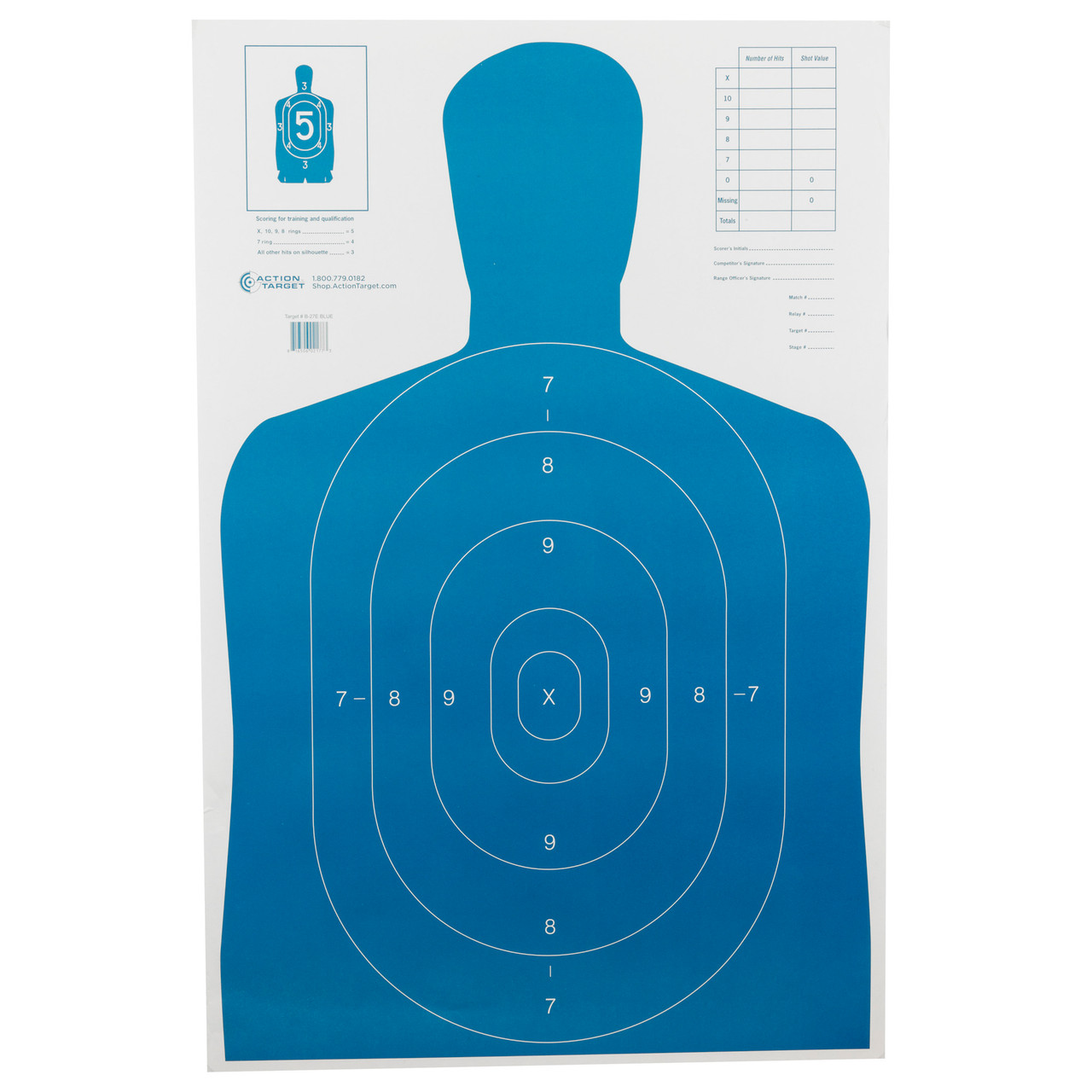 Action Target B-27E Blue Economy Shooting Target - Pack of 100 - Good ...