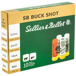 Sellier & Bellot 12 Gauge Buckshot Shotshells, 2.75 inch, 4 Buck, 10 Rounds Per Box