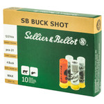 Sellier & Bellot 12 Gauge Buckshot Shotshells, 2.75 inch, 4 Buck, 10 Rounds Per Box